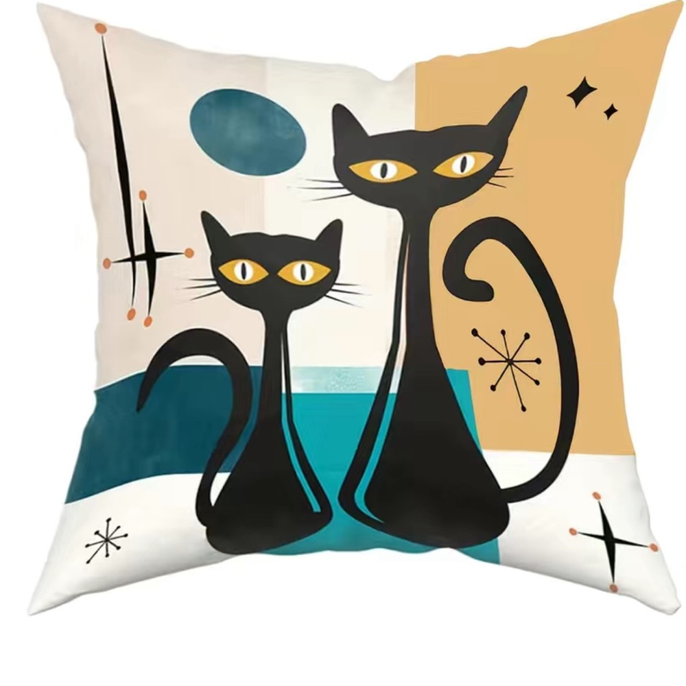 4pcs, Retro Black Cat Throw Pillow Covers - Picture 4 of 6
